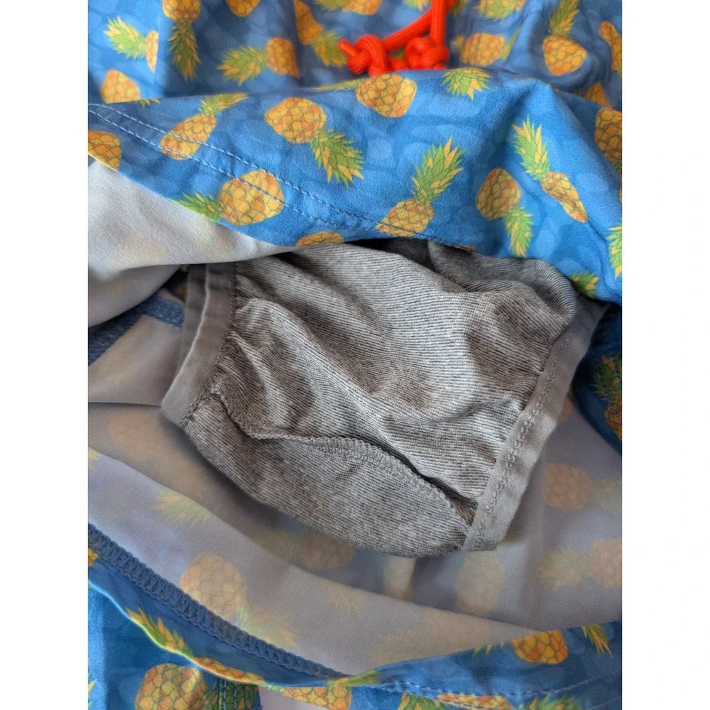 Johnston & Murphy Swim Trunks Mens Large Blue Pineapple Print Tropical Resort‎